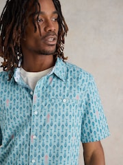 White Stuff Blue Geo Fish Printed Shirt - Image 4 of 7