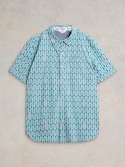 White Stuff Blue Geo Fish Printed Shirt - Image 5 of 7