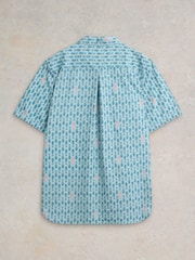 White Stuff Blue Geo Fish Printed Shirt - Image 6 of 7