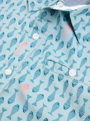 White Stuff Blue Geo Fish Printed Shirt - Image 7 of 7