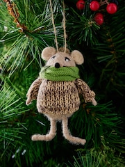 Brown Felt Mouse Christmas Bauble - Image 1 of 5