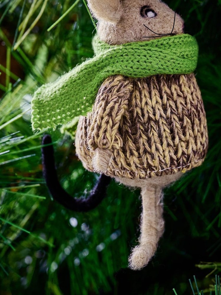 Brown Felt Mouse Christmas Bauble - Image 2 of 5