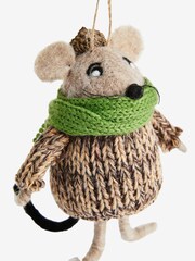 Brown Felt Mouse Christmas Bauble - Image 5 of 5
