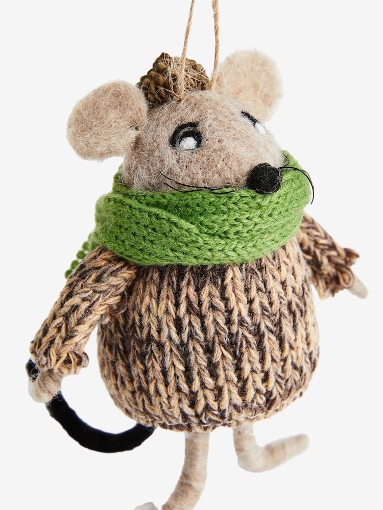 Brown Felt Mouse Christmas Bauble - Image 5 of 5