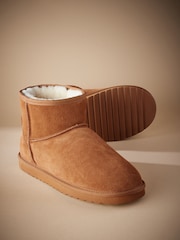 Tan Brown Signature Shearling Boots Slippers - Image 3 of 5