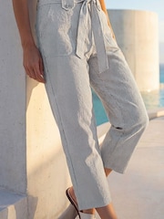 Roman Green Texture Stripe Crop Trousers - Image 2 of 4