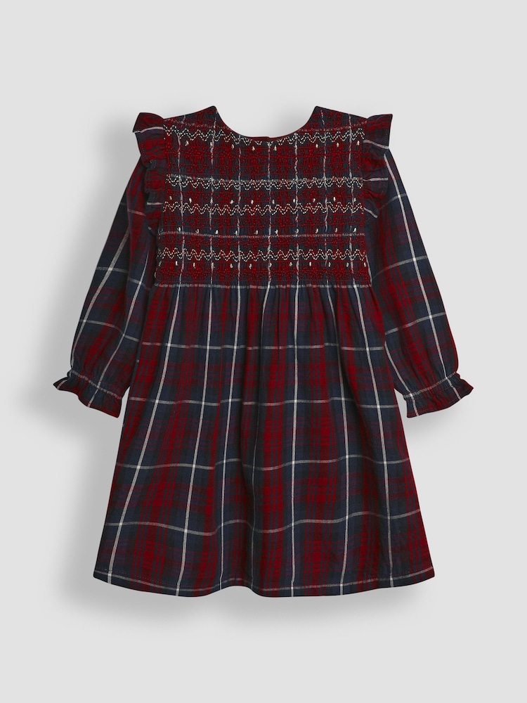 JoJo Maman Bébé Red Tartan Smocked Dress - Image 1 of 3
