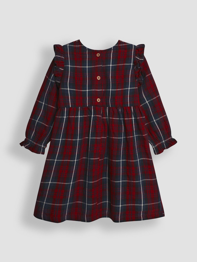 JoJo Maman Bébé Red Tartan Smocked Dress - Image 2 of 3