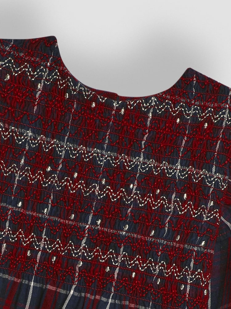 JoJo Maman Bébé Red Tartan Smocked Dress - Image 3 of 3