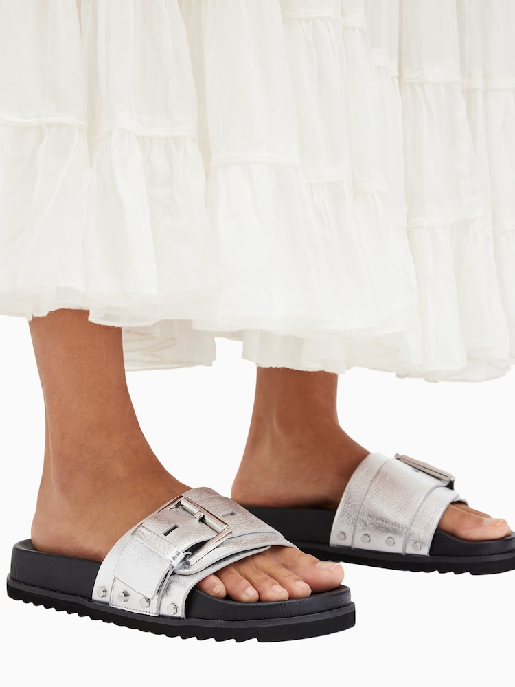 AllSaints Silver Ellie Stud Sliders - Image 1 of 7 AllSaints Silver Ellie Stud Sliders - Image 1 of 7