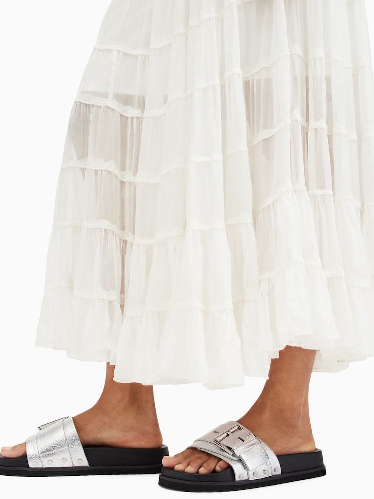 AllSaints Silver Ellie Stud Sliders - Image 2 of 7 AllSaints Silver Ellie Stud Sliders - Image 2 of 7