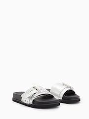 AllSaints Silver Ellie Stud Sliders - Image 4 of 7