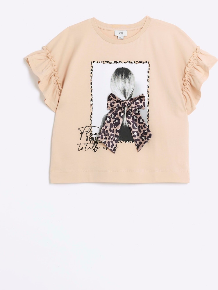 River Island Brown Girls 100% Cotton Leopard Print T-Shirt - Image 1 of 3 River Island Brown Girls 100% Cotton Leopard Print T-Shirt - Image 1 of 3