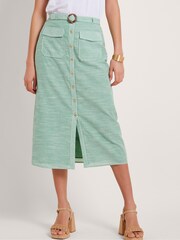 Monsoon Green Athena Stripe Skirt - Image 2 of 5
