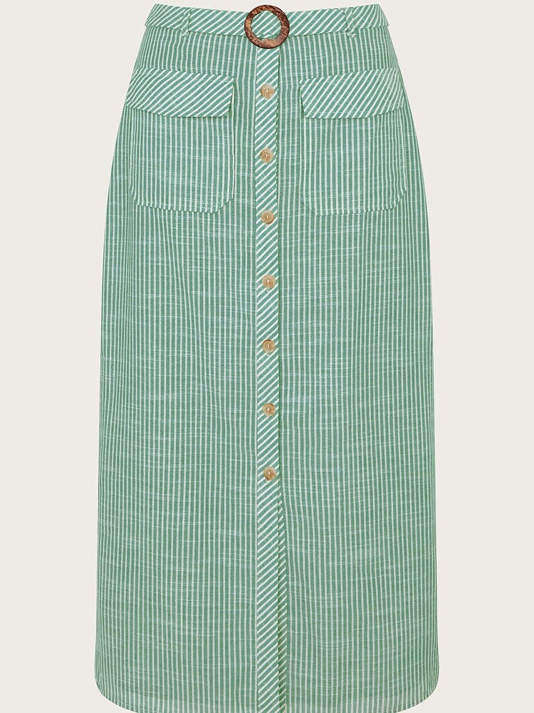 Monsoon Green Athena Stripe Skirt - Image 5 of 5