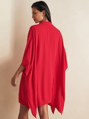 Red Longline Overhead Shirt Cover-Up - Image 4 of 6