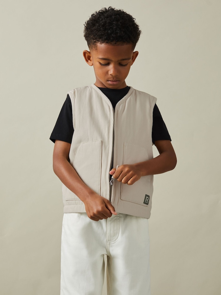 Off White - Reiss Hayes Steppweste aus Baumwolle - Bild 1 von 4 Off White - Reiss Hayes Steppweste aus Baumwolle - Bild 1 von 4