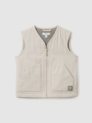Reiss Off White Hayes 9-13 yrs Cotton Quilted Gilet - Image 2 of 4