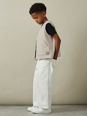 Reiss Off White Hayes 9-13 yrs Cotton Quilted Gilet - Image 3 of 4