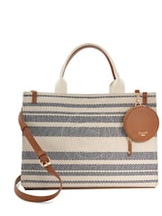 Dune London Blue Large Deltra Stripe Canvas Tote Bag - Image 3 of 6