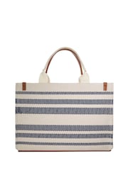 Dune London Blue Large Deltra Stripe Canvas Tote Bag - Image 4 of 6