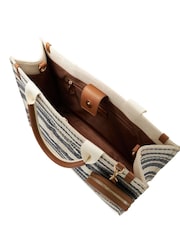 Dune London Blue Large Deltra Stripe Canvas Tote Bag - Image 5 of 6
