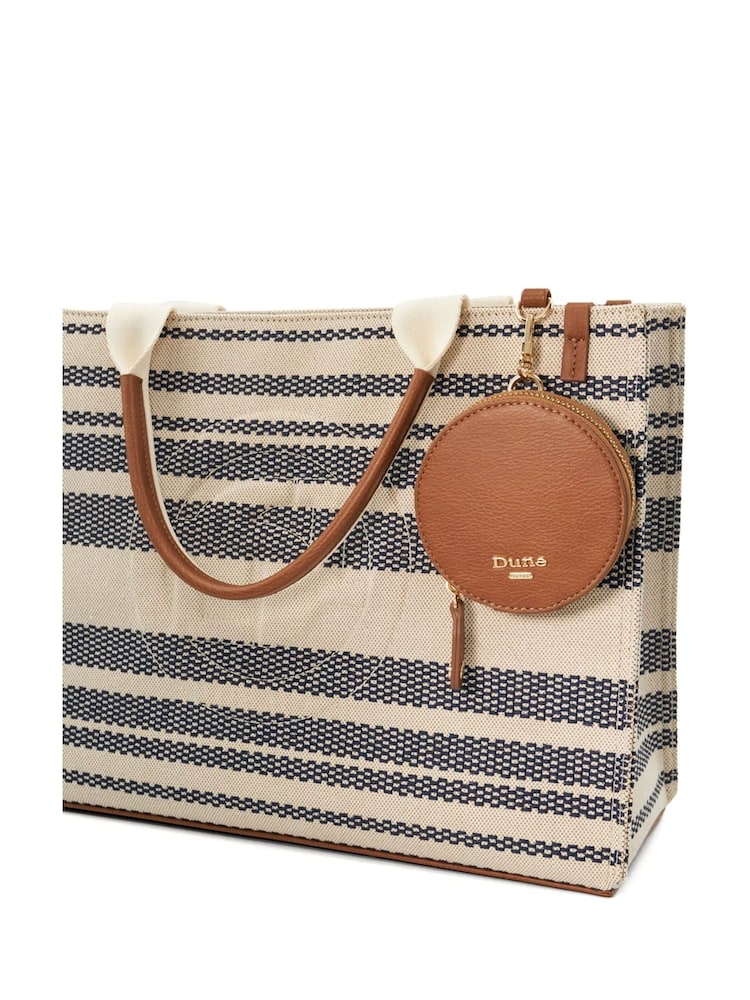 Dune London Blue Large Deltra Stripe Canvas Tote Bag - Image 6 of 6