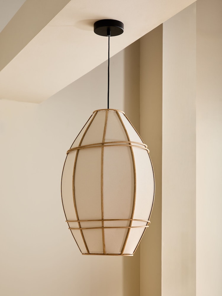MADE.COM Cream Oval Judah Pendant Light - Image 2 of 5