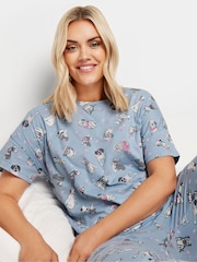 Yours Curve Blue 100% Cotton Dog Print Pyjama Set - Image 4 of 5