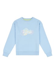 Jack Wills Blue Girls Back Graphic Loose Fit Crew 100% Cotton Sweatshirt - Image 5 of 7