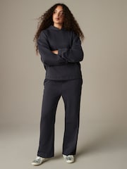 Ink Soft Touch Fleece Lined Heavyweight Wide Leg Joggers - Image 1 of 8