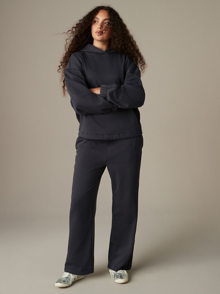 Ink Soft Touch Fleece Lined Heavyweight Wide Leg Joggers - Image 1 of 8