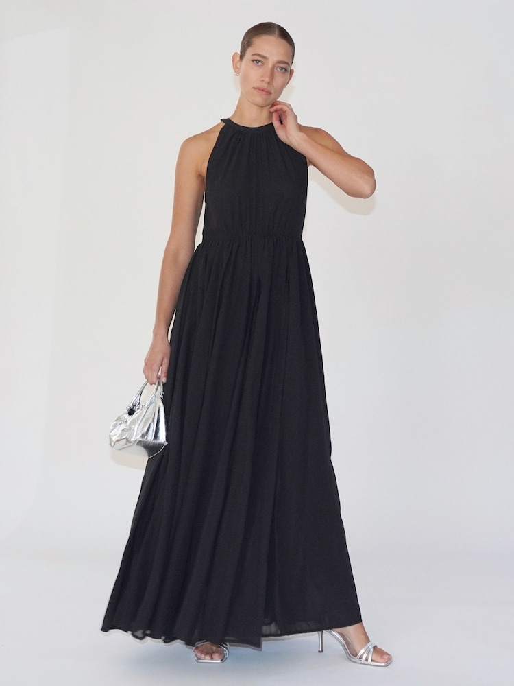 Religion Black Dusk Halter Neck Maxi Dress With Full Skirt - Image 1 of 6