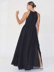 Religion Black Dusk Halter Neck Maxi Dress With Full Skirt - Image 2 of 6