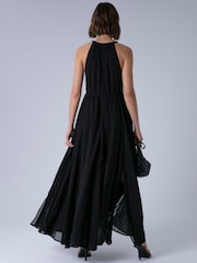 Noir - robe longue Religion Dusk à col Dos nu avec jupe intégrale - Image 7 de 8