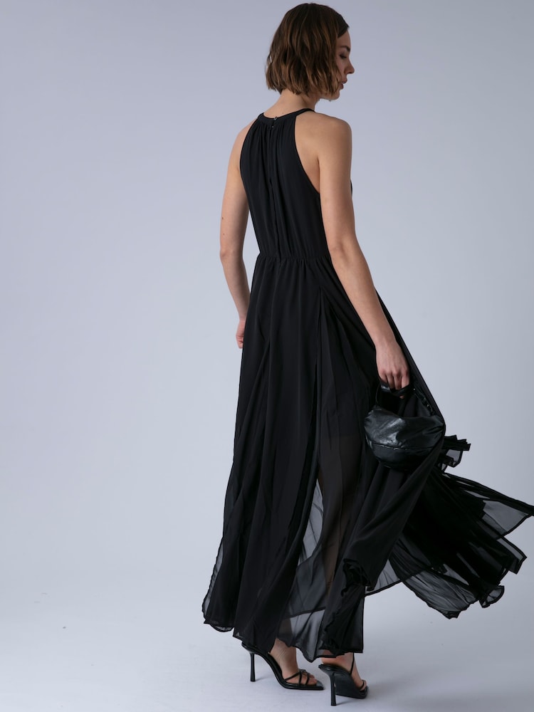 Noir - robe longue Religion Dusk à col Dos nu avec jupe intégrale - Image 8 de 8