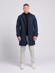 U.S. Polo Assn. Blue Mens 100% Cotton Flat Front Trench Coat - Image 1 of 8