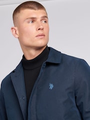 U.S. Polo Assn. Blue Mens 100% Cotton Flat Front Trench Coat - Image 4 of 8