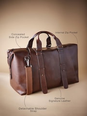 Brown Signature Leather Holdall - Image 4 of 9