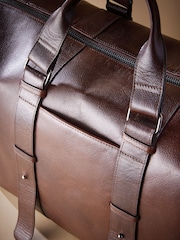 Brown Signature Leather Holdall - Image 7 of 9