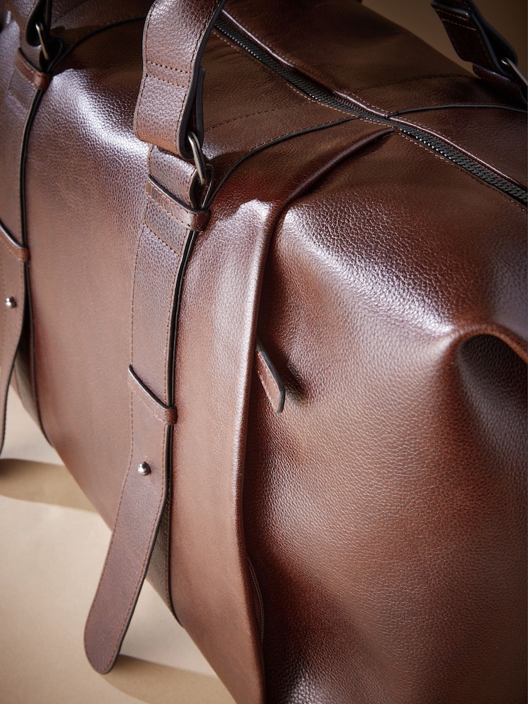 Brown Signature Leather Holdall - Image 9 of 9