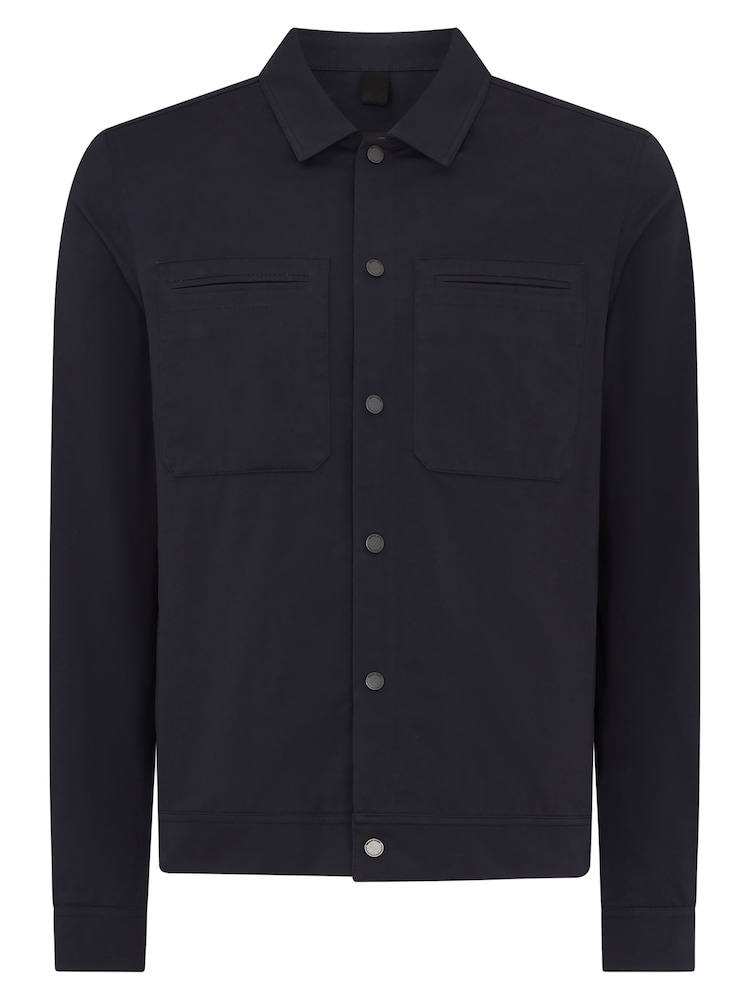 Remus Uomo Blue Regular Fit 100% Cotton Twill Utility Jacket - Image 6 of 6