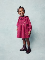 Pink Raspberry Embroidered Collar 100% Cotton Dress (3mths-8yrs) - Image 1 of 6