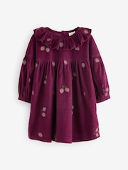 Pink Raspberry Embroidered Collar 100% Cotton Dress (3mths-8yrs) - Image 4 of 6