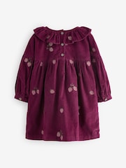 Pink Raspberry Embroidered Collar 100% Cotton Dress (3mths-8yrs) - Image 5 of 6