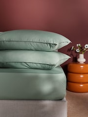 MADE.COM Sage Green Cosy Washed Cotton Pillowcase Set of 2 - Image 1 of 4