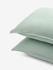 MADE.COM Sage Green Cosy Washed Cotton Pillowcase Set of 2 - Image 3 of 4