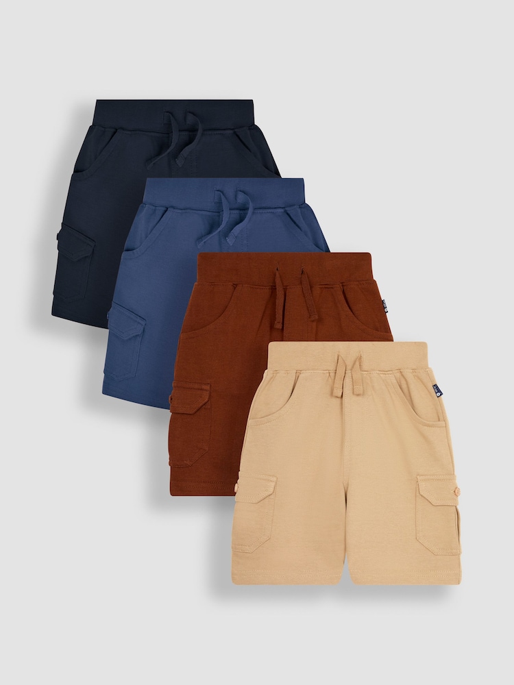JoJo Maman Bébé Blue 4-Pack Jersey Cargo Shorts - Image 1 of 1
