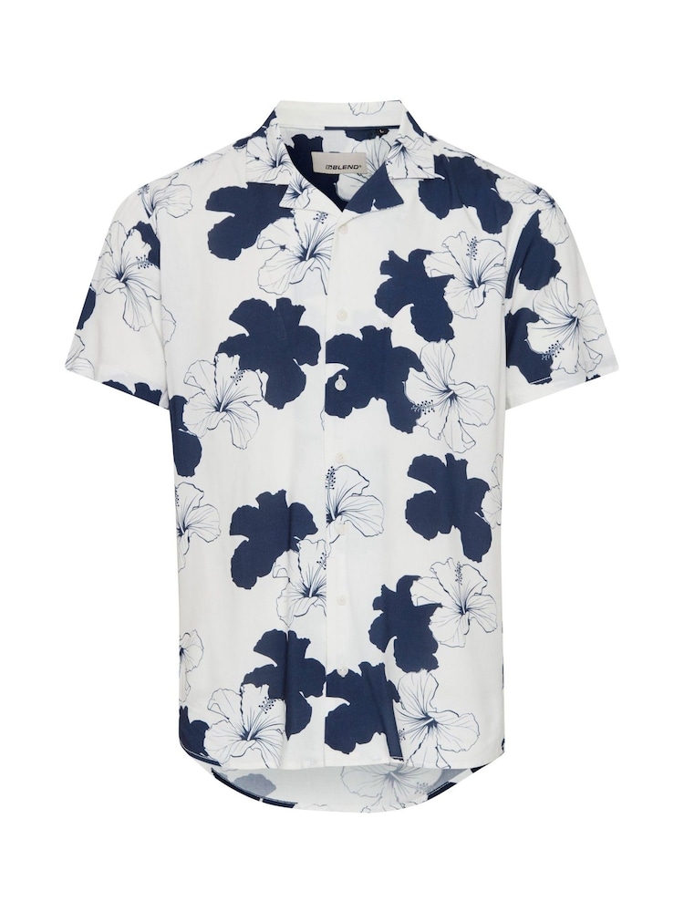 Blend Blue Floral Short Sleeve Shirt - Image 5 of 5 Blend Blue Floral Short Sleeve Shirt - Image 5 of 5