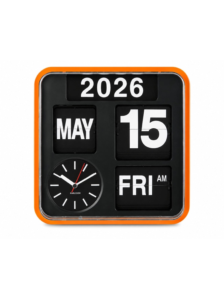 Karlsson Orange Mini Flip Wall Clock - Image 3 of 3